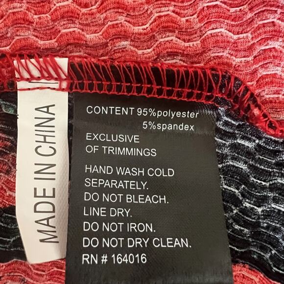 Calessa Womens Tunic Top 1X Red Multi Abstract Print Cowl Neck 3/4 Sleeve - Picture 5 of 7